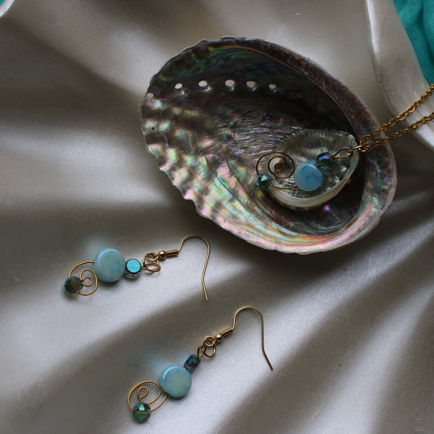 Ocean Azure Earrings + Pendant Duo ( 1of1 )