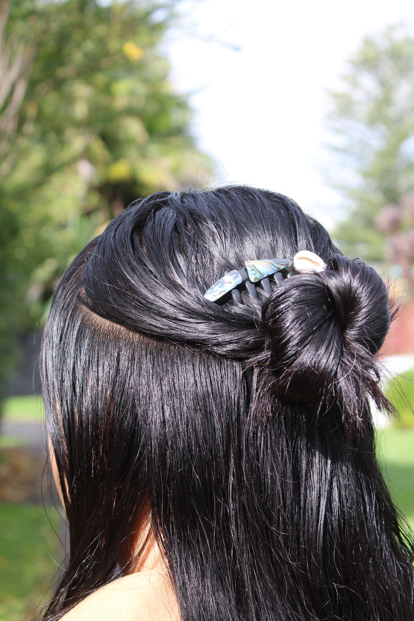 NZ Polished Pāua & Cowrie Hair Piece - Made To Order