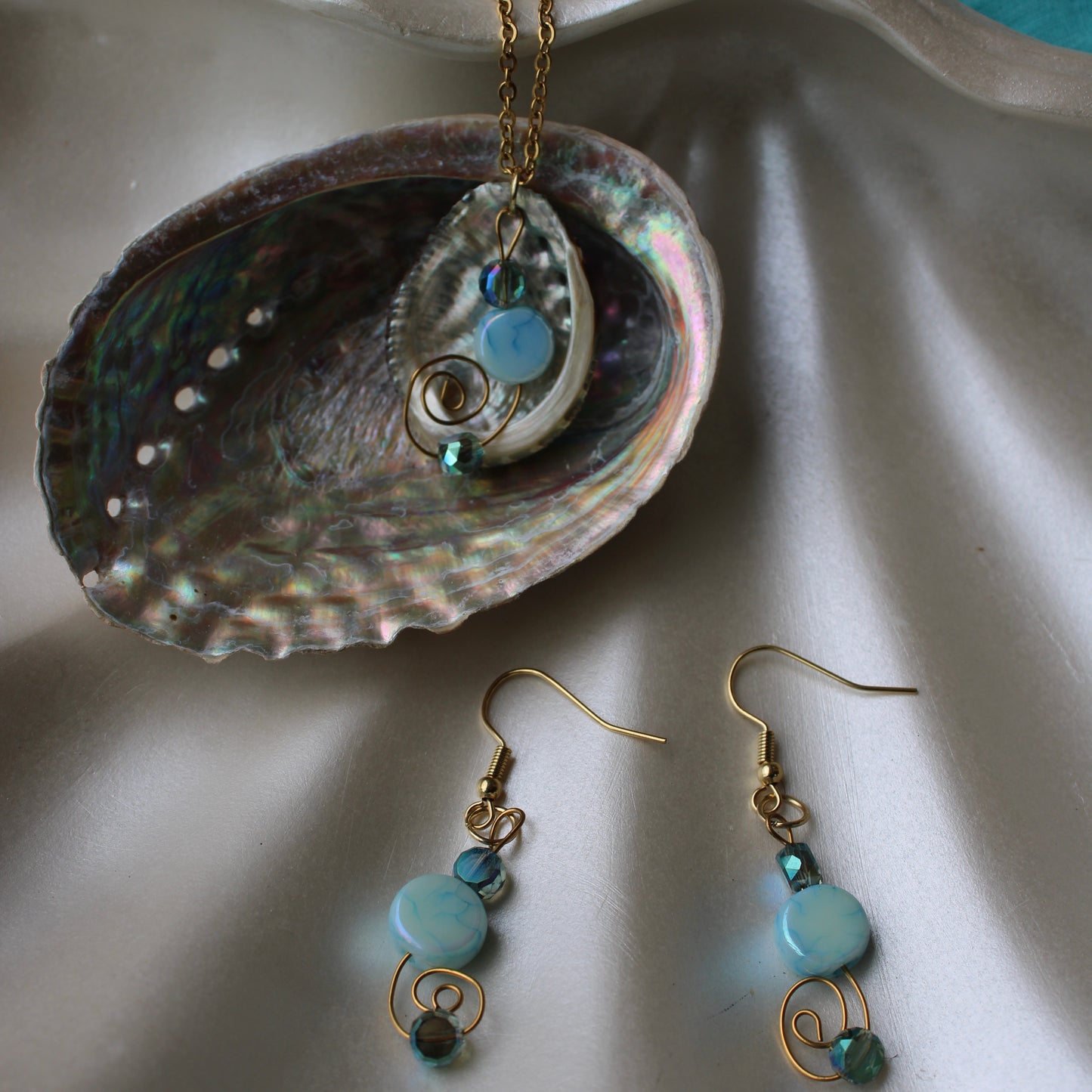 Ocean Azure Earrings + Pendant Duo ( 1of1 )