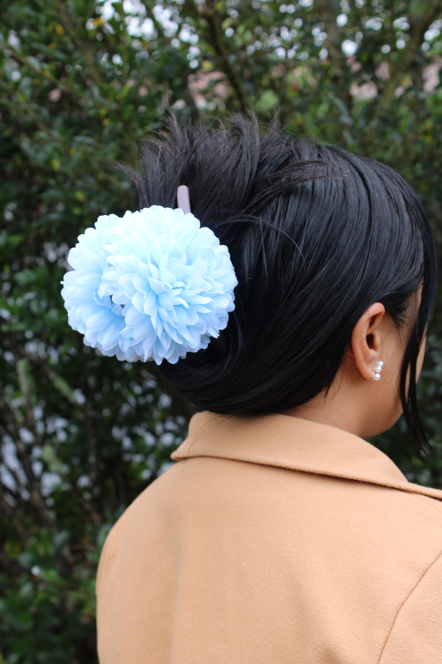 Ocean Blue Dahlia Clip - Made To Order