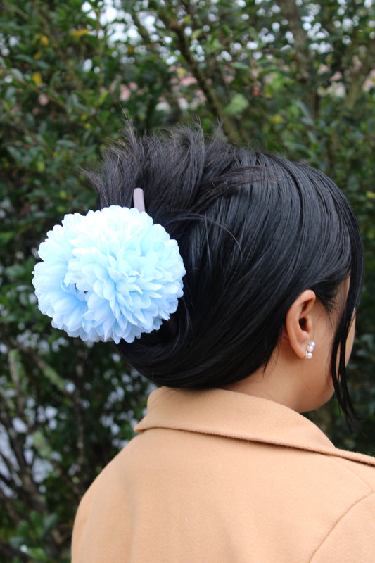 Ocean Blue Dahlia Clip - Made To Order