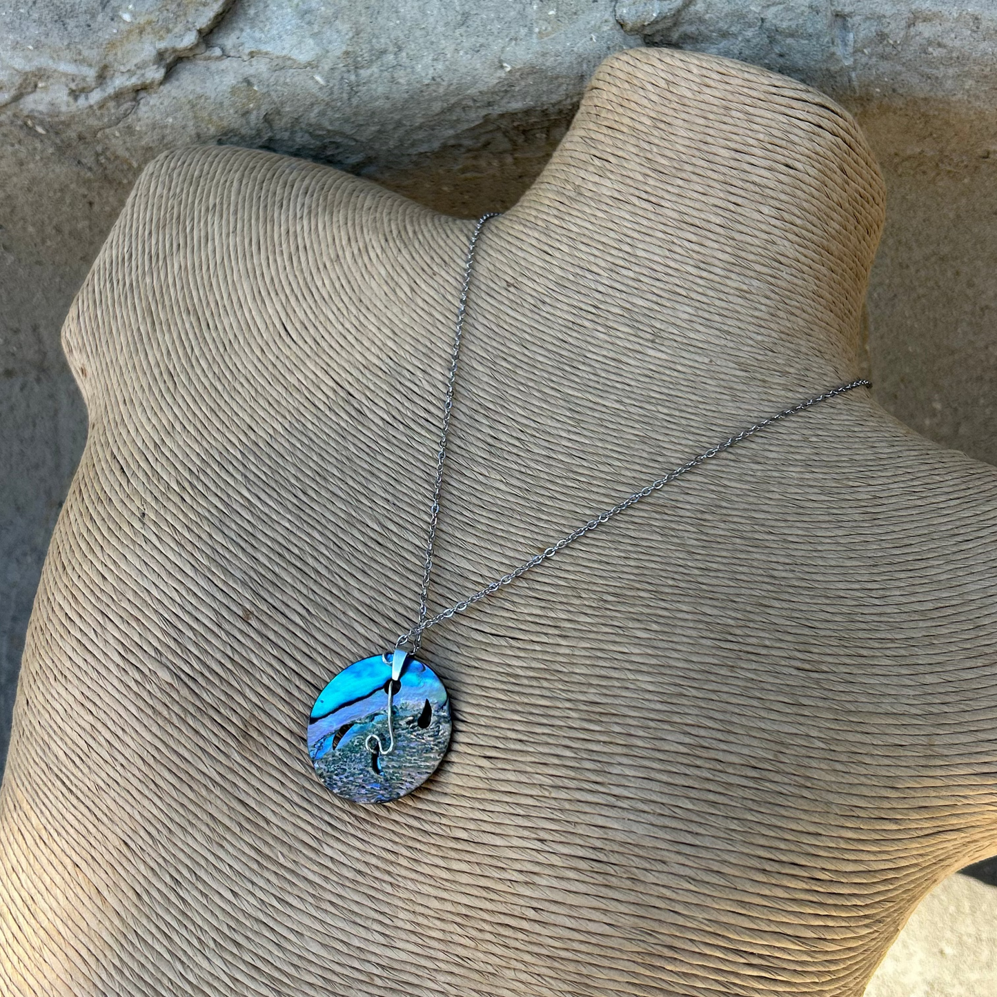 Hibiscus Halo Pāua Pendant & Chain ( 1of1 )