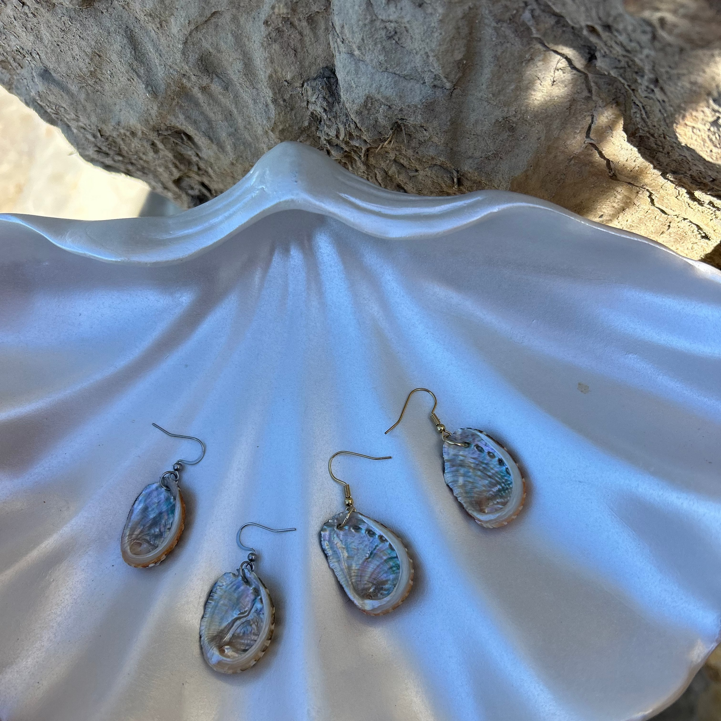 The Mini Half Pāua Drop Earrings