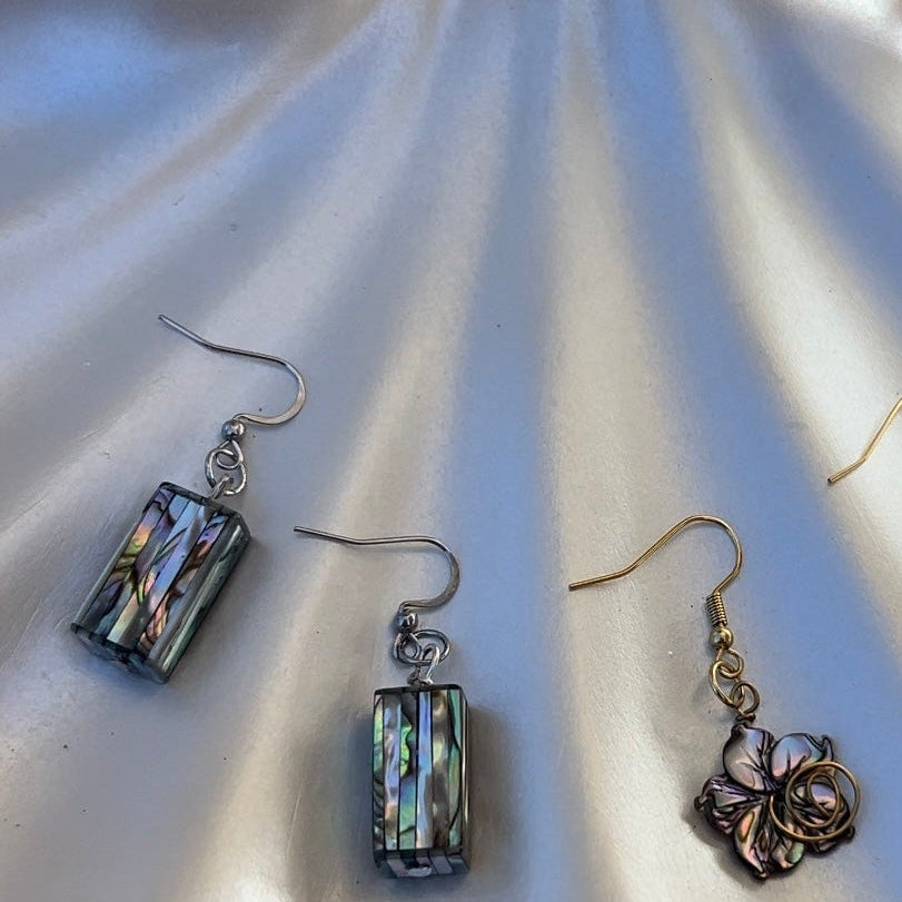 Mini Pāua Hibiscus Flower Earrings ( Limited Edition )